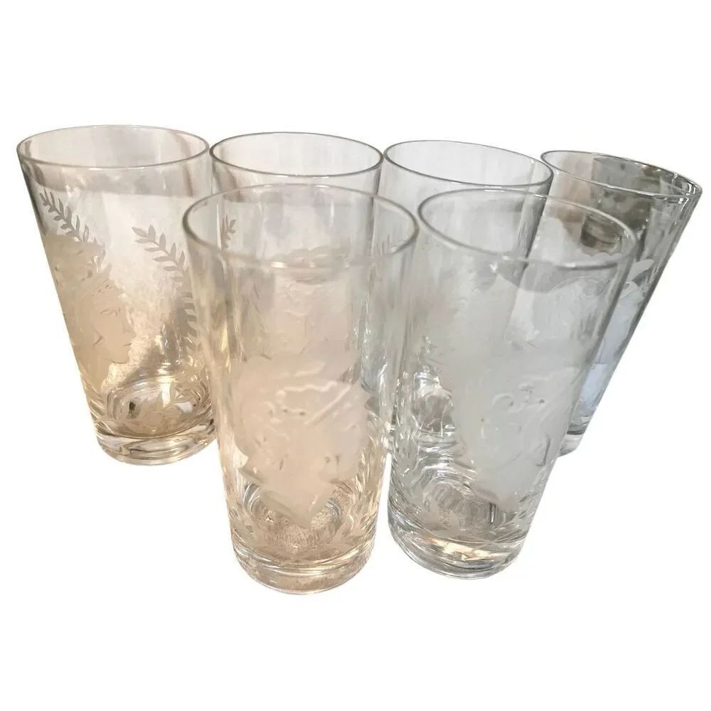 Set of 6 Engraved Spartan Warrior Tumblers, Laurel Leaf Wreath, Vintage Barware